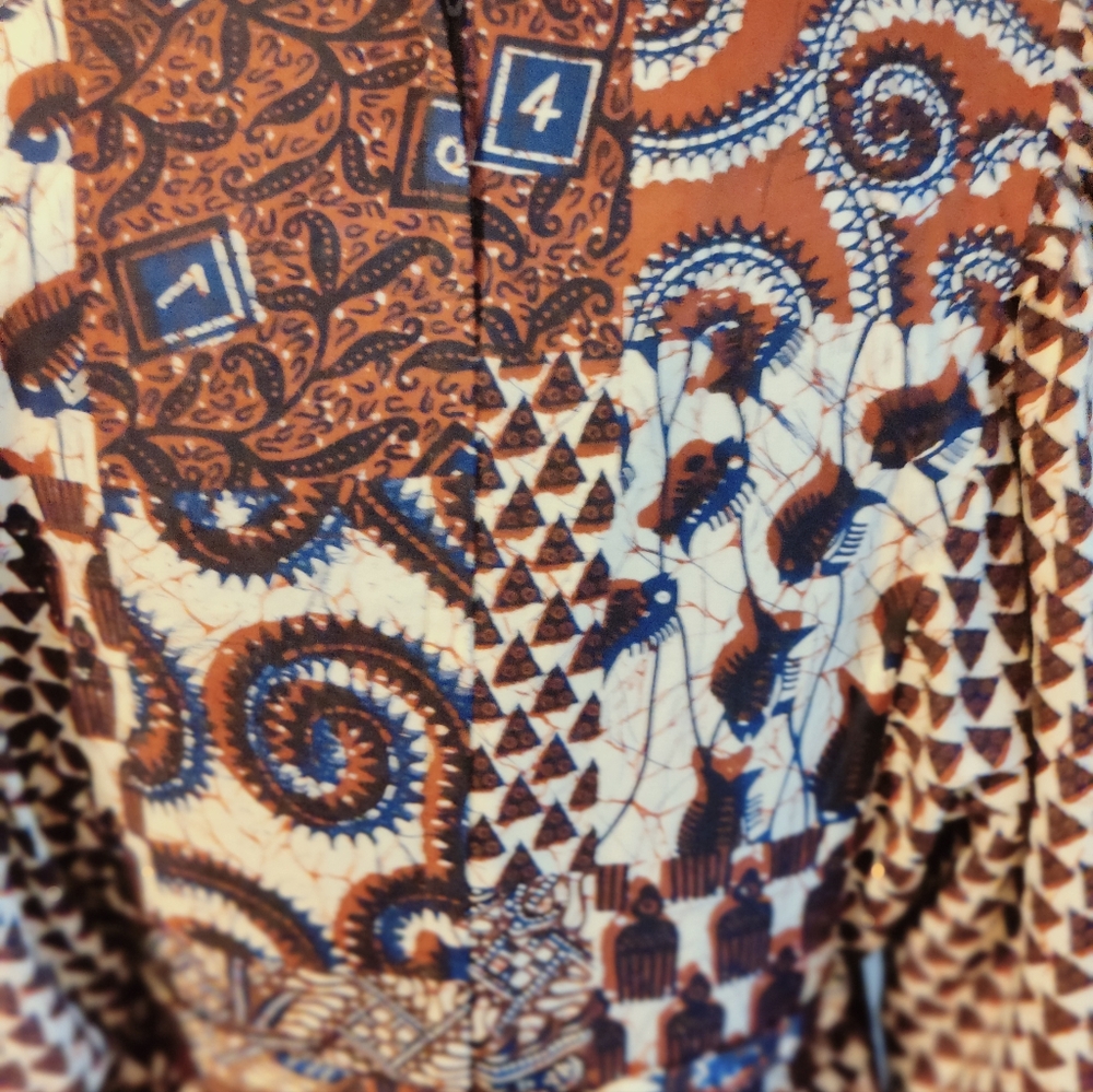 Indian block print Maxi Dress Butterfly Sleeves 70s Vintage natural cotton SM - Picture 11 of 15